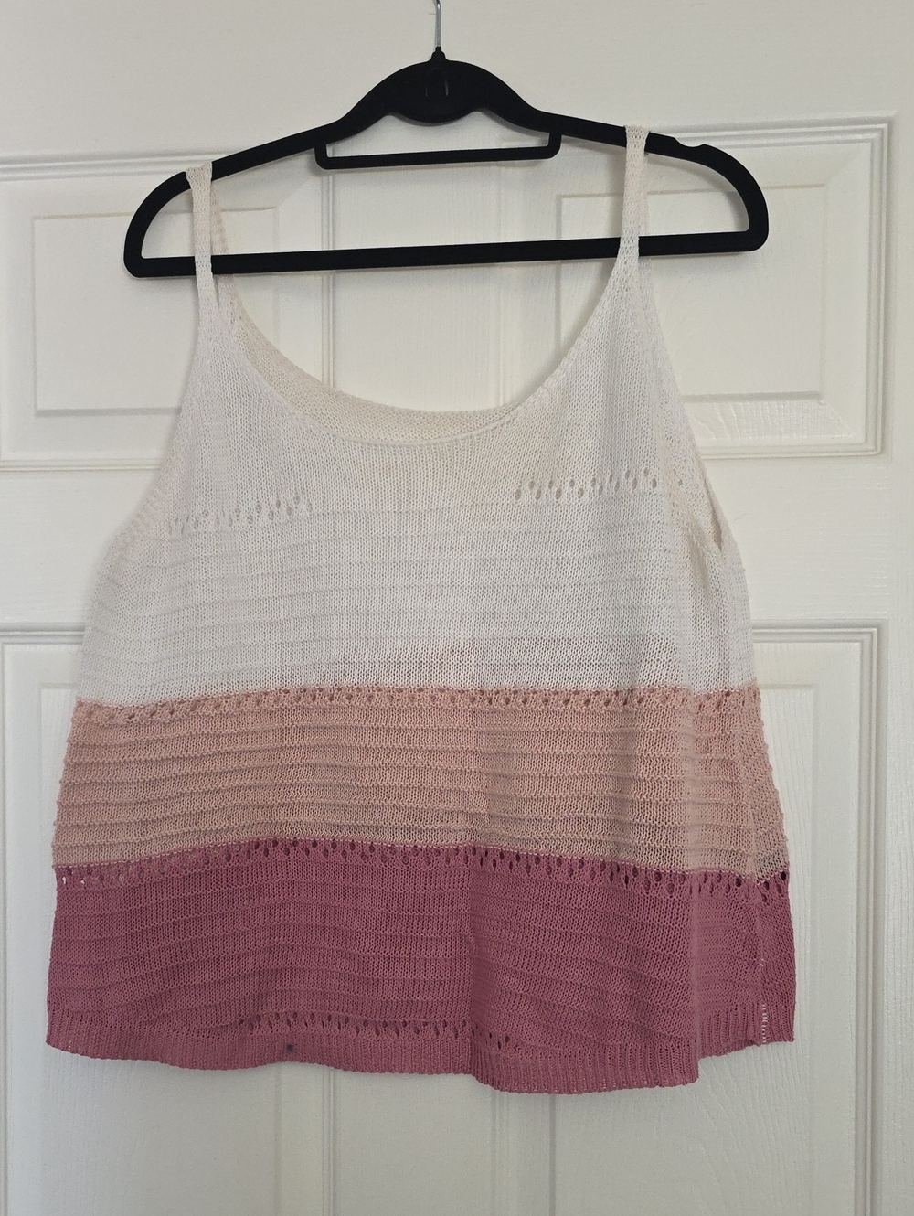 Women’s Striped Knit Tank Top - White, Blush & Dusty Rose